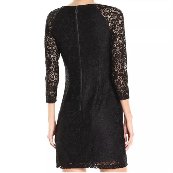 NWT LAUNDRY BY SHELLI SEGAL BLACK LACE SHEATH DRESS SIZE 4 - Picture 2 of 11